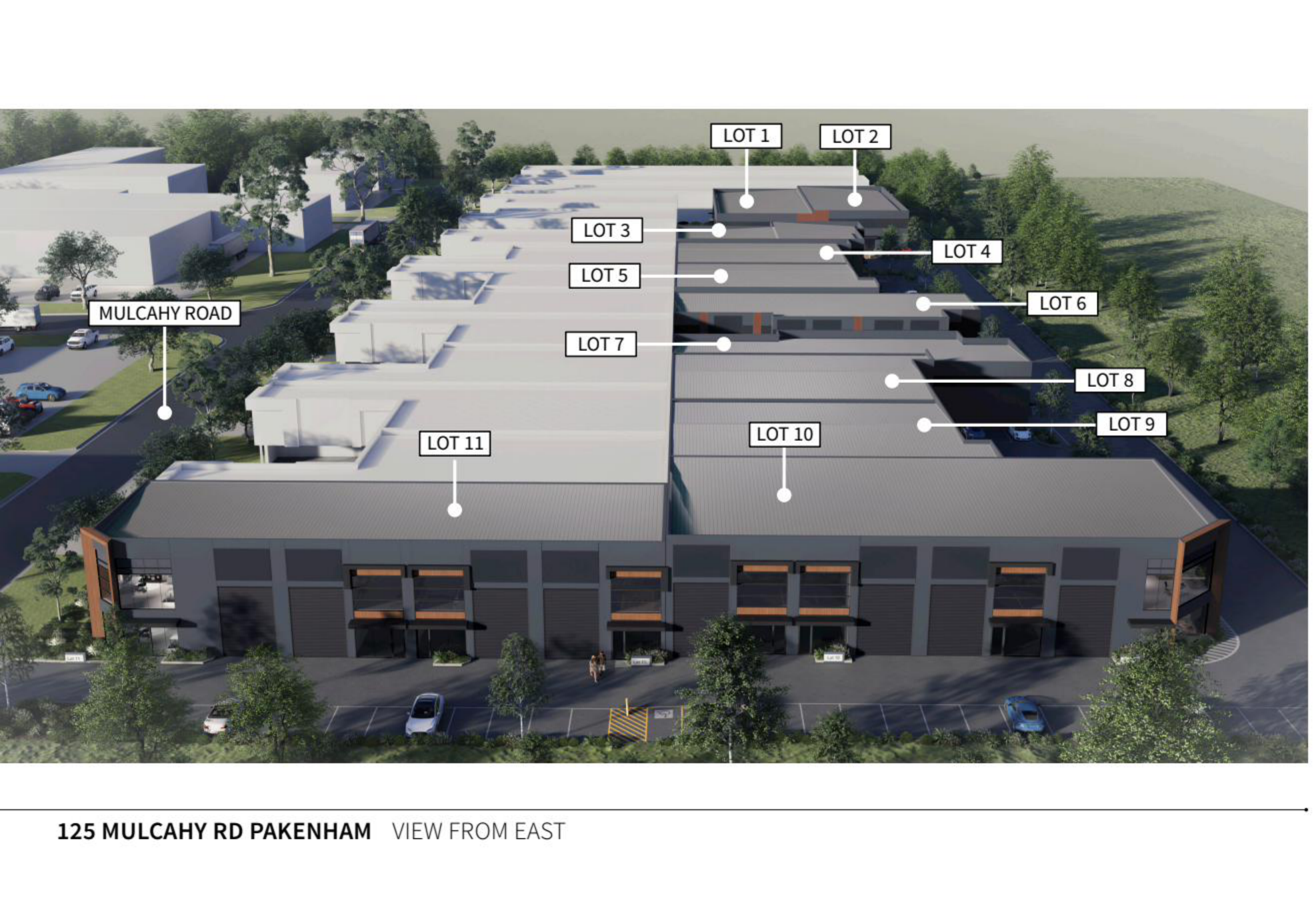 125 Mulcahy Road Pakenham — aerial, all lots labelled